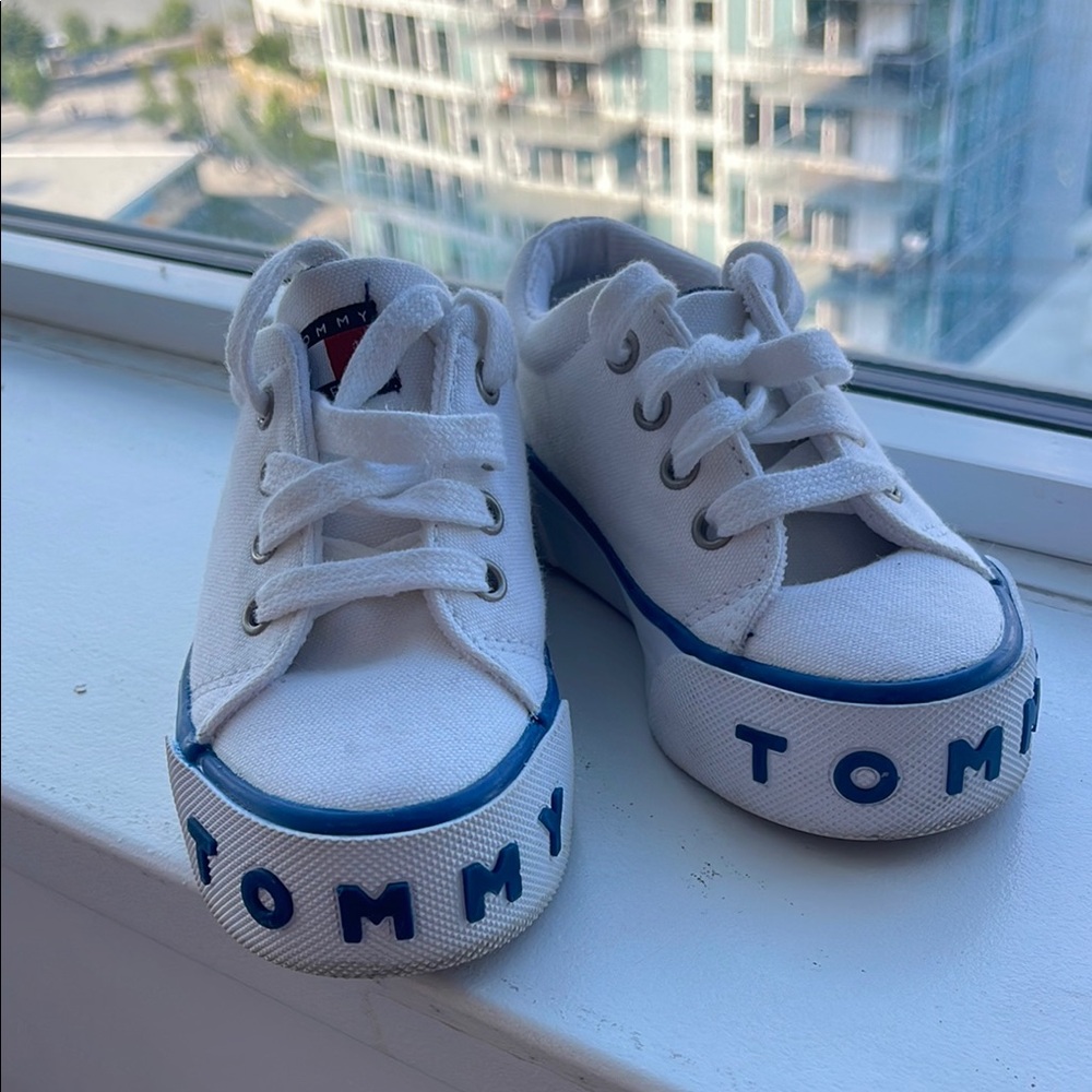 Tommy Hilfiger Kids White and Blue Sneakers